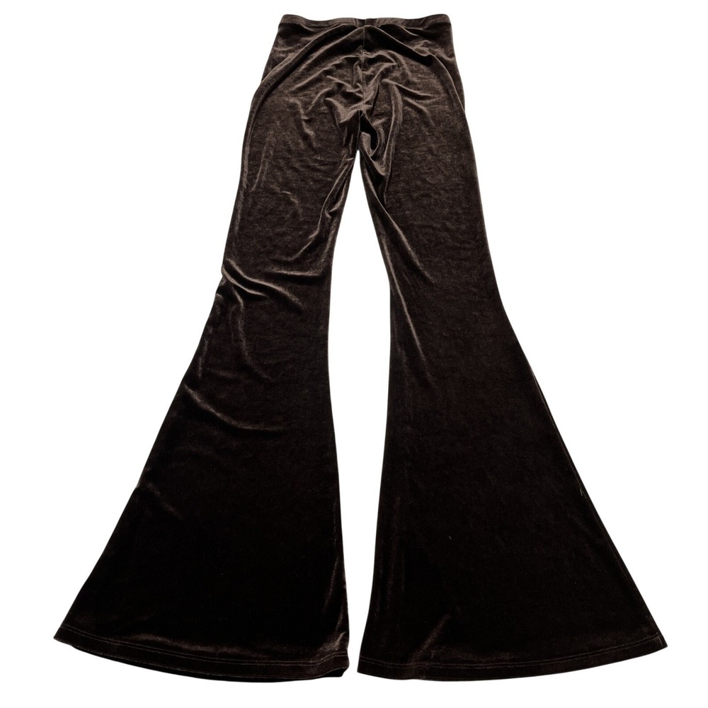 Brown Velvet Velour Y2K Pant Wide Flare Leg Size‎ S Whimsigoth Fairy Festival